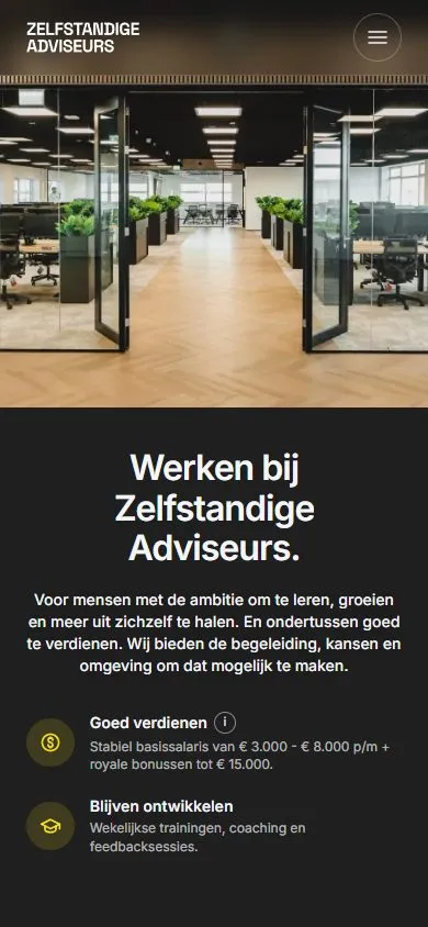 zelfstandigeadviseurs.nl op een telefoon